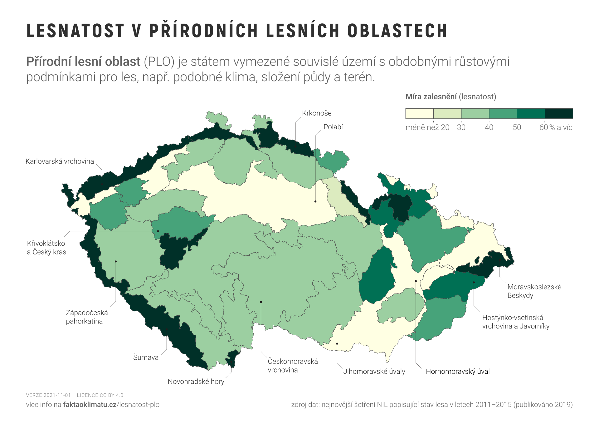 Lesnatost v přírodních lesních oblastech